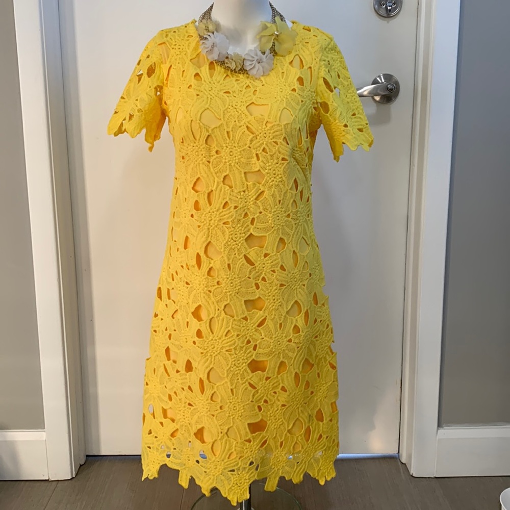 CALVIN KLEIN yellow eyelet dress